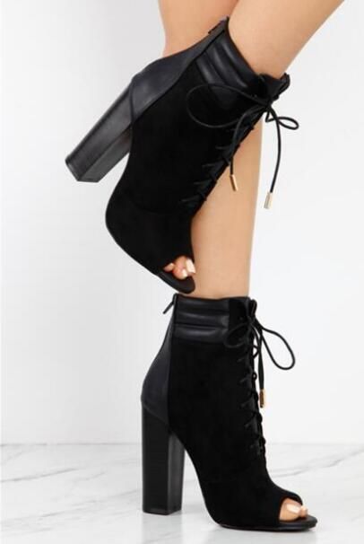 black heel booties open toe