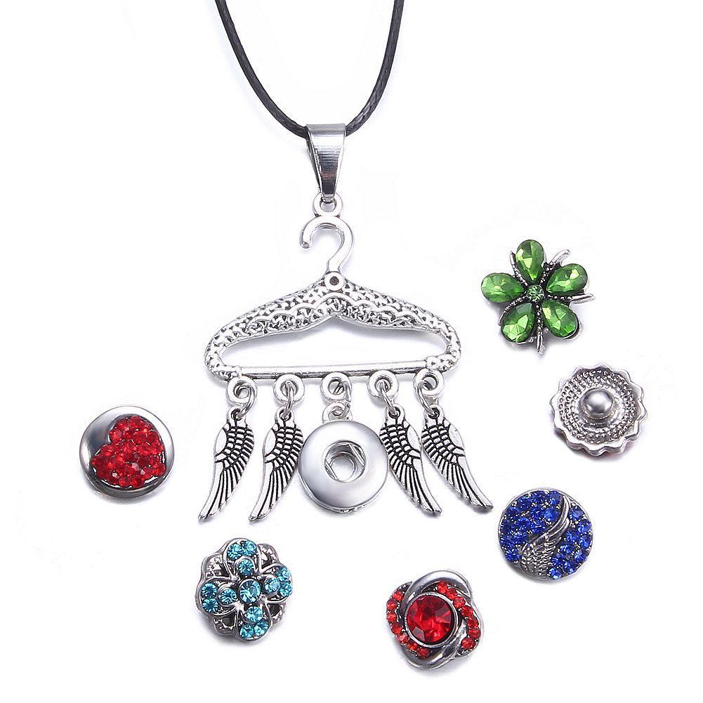 Feather Snap Button Pendant Necklace Fit 12mm Buttons Women Charm Fashion Jewelry