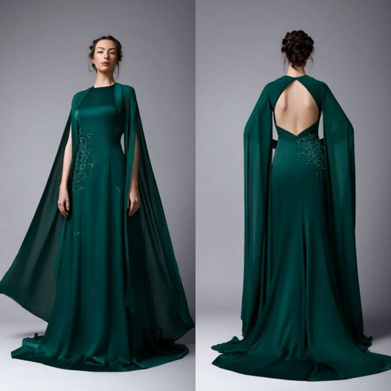 green satin evening gown