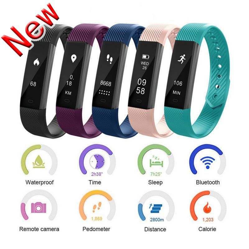 ID115 Smart Bracelet Watch Fitness Tracker Step Counter Activity Monitor Band Alarm Clock