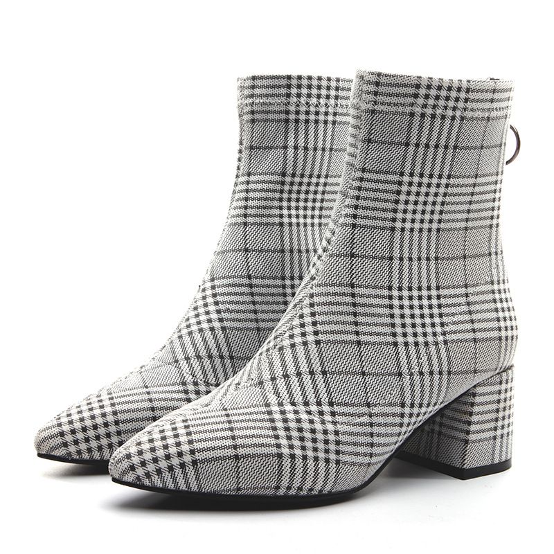 checkered ankle boots