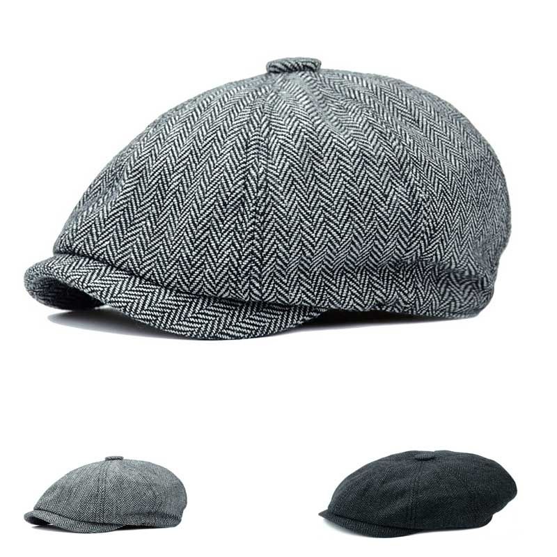 herringbone baker boy hat