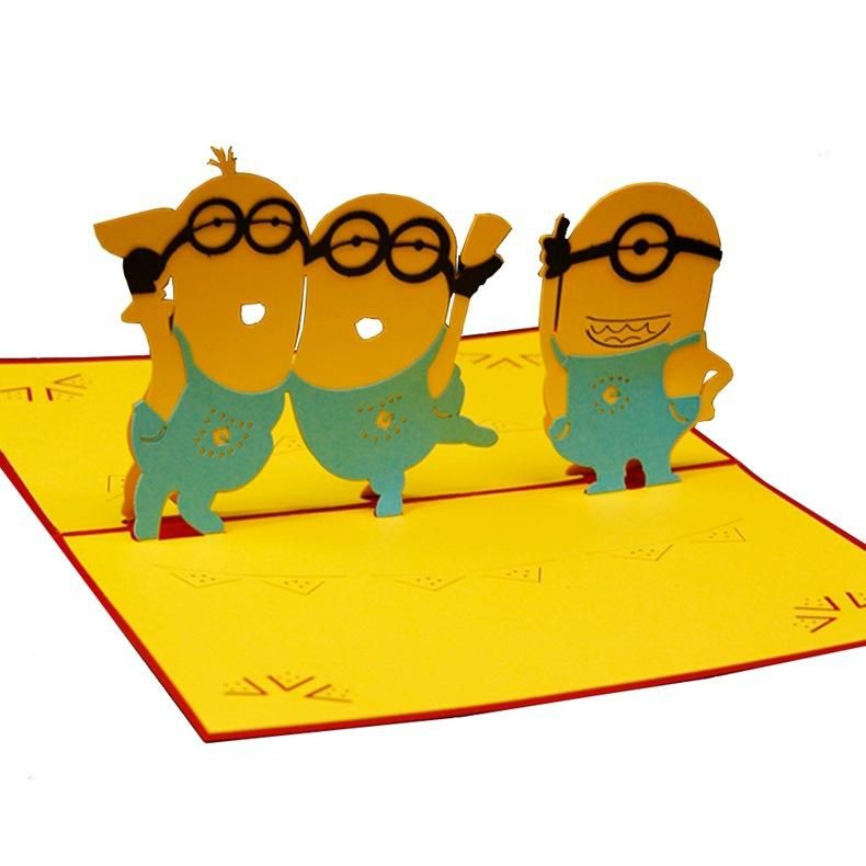 Cartoon Little Yellow People Design Handmade Creative Kirigami