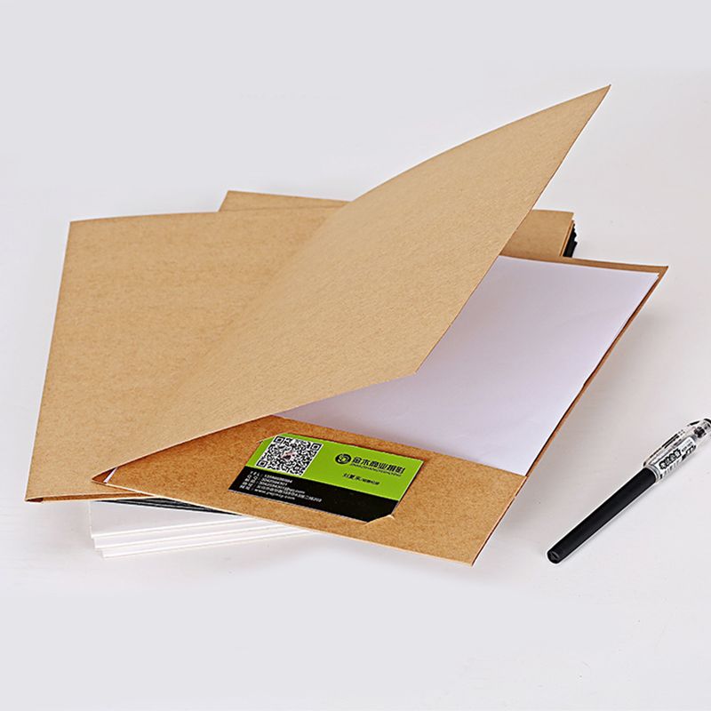 A4 Paper File Folder With Pocket White Kraft And Black Colors To Chose