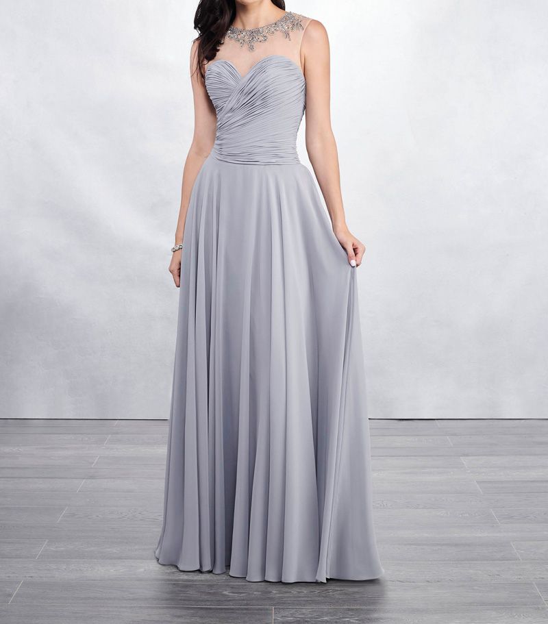 gray chiffon bridesmaid dress