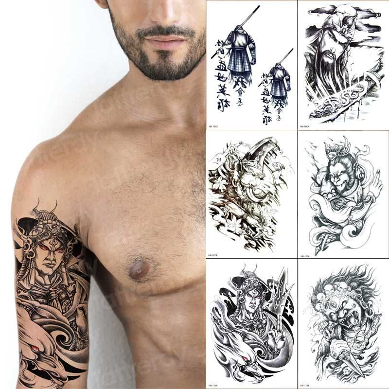Temporary Tattoos Tatoo Men Chinese Characters Arm Sleeve Tattoo Designs For Mens Fake Sticker 6pcs/lot Wholesale Black Big Size Temporary Tattoos Tatoo Men Chinese Characters Arm Sleeve Tattoo Designs For Mens Fake Sticker 6pcs/lot Wholesale Black Big Size