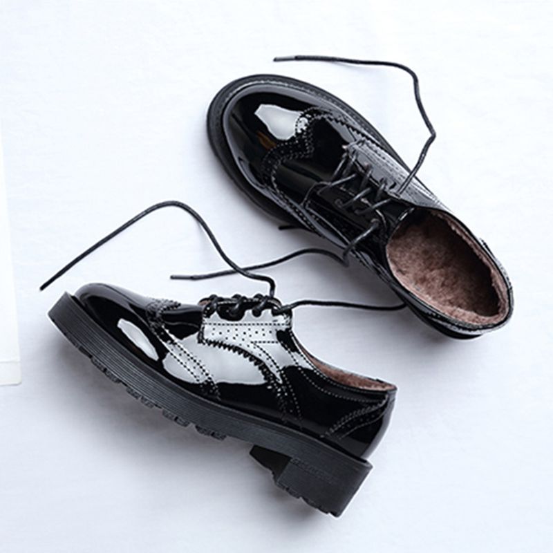 black patent lace up brogues