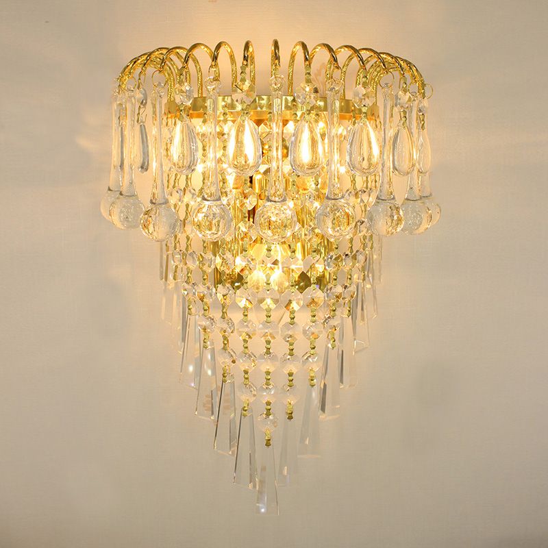Classic Crystal Chandelier Wall Lamps Light Gold Crystalline Sconce