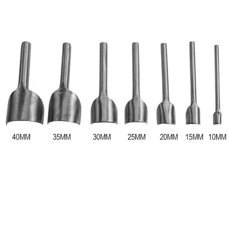 7pcs//set 10-40mm Leather Punching Tool Half-Round Cutter Punch Strap Tools DIY
