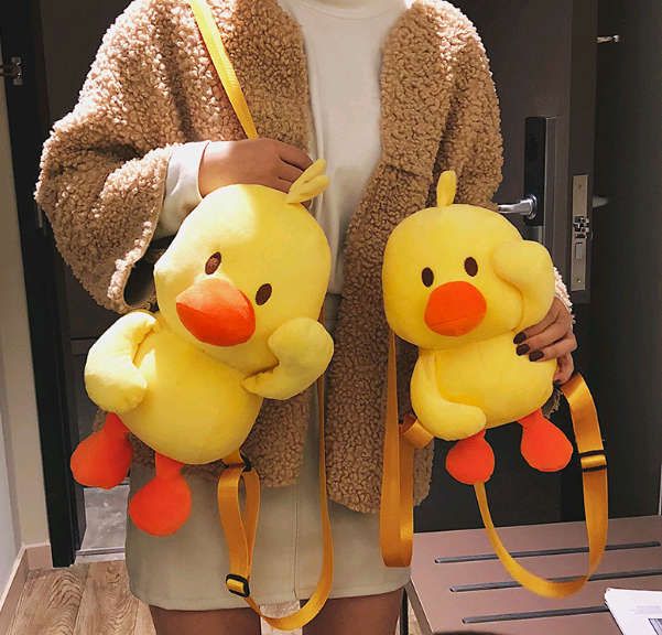 Acheter Son Vibrant Avec Le Dessin Animé Petit Canard Jaune Mignon Fille Mignonne Canard Et Canard Sac à Dos 2019 Nouveau Sac à Main En Peluche Rouge