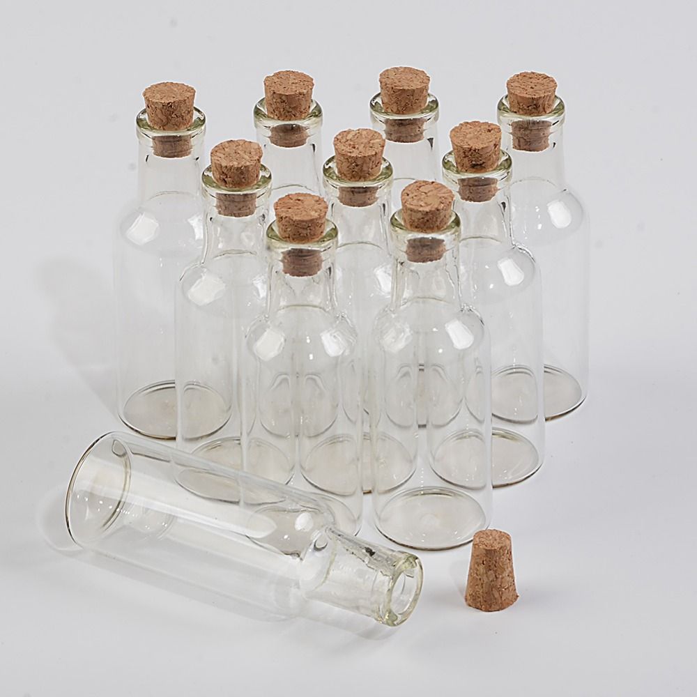 Wholesale 15ml Mini Transparent Glass Jars Bottles With Cork Stopper