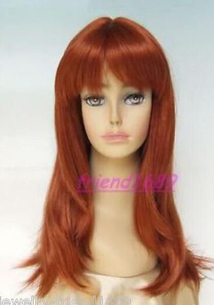 New Long Copper Red Straight Hair Wig Justin Bieber Wig Wig