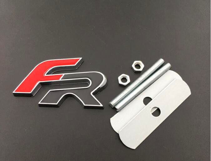 3D Metal Red SS Racing Front Hood Grille Badge Emblem Car Decoration SS Logo