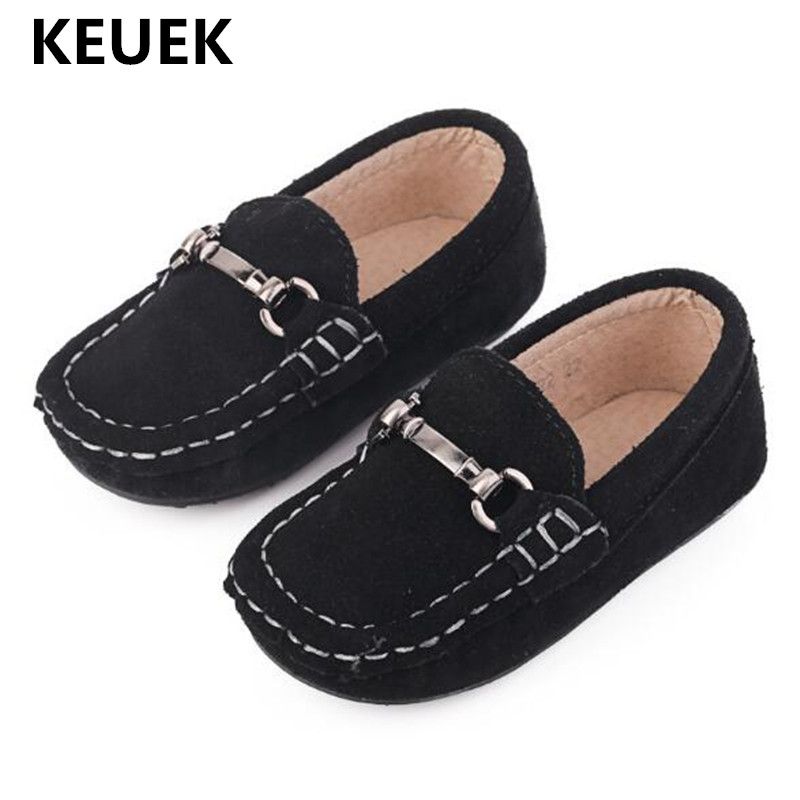 Boy/'s Slip On Casual Loafers Round soft Toe Flats Genuine Suede Shoes