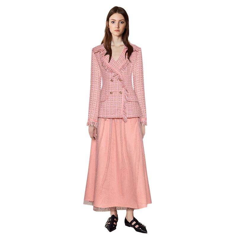 pink tweed suit plus size