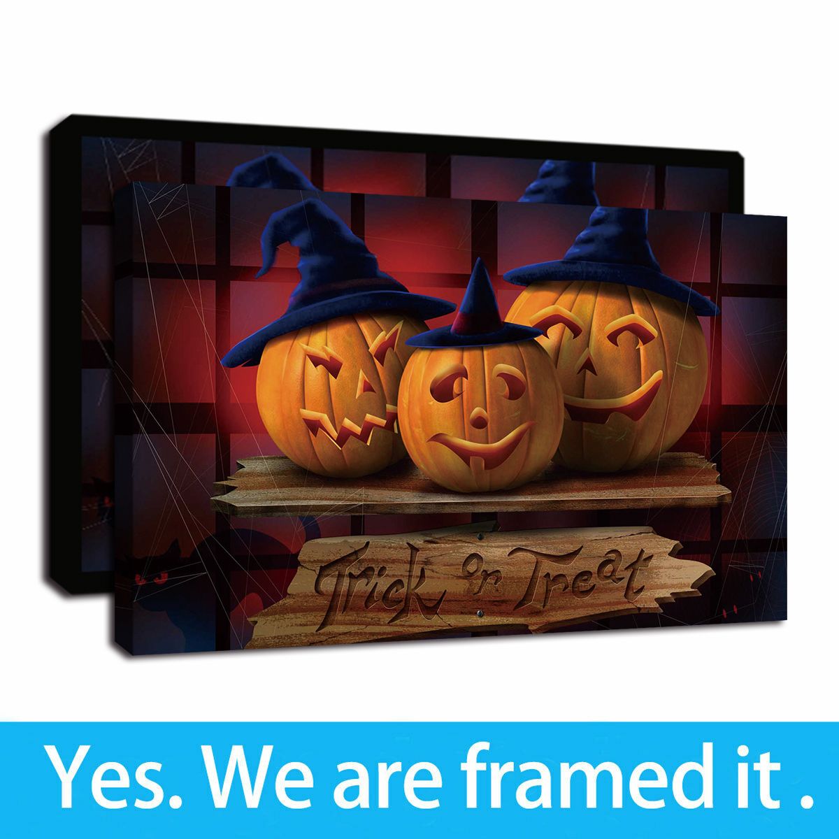 2020 Halloween Three Pumpkins Canvas Wall Art Pictures Giclee