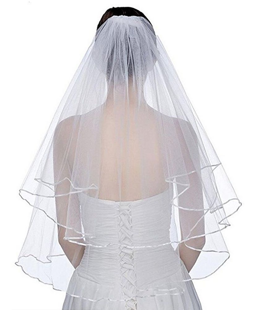 ivory 2 tier wedding veil