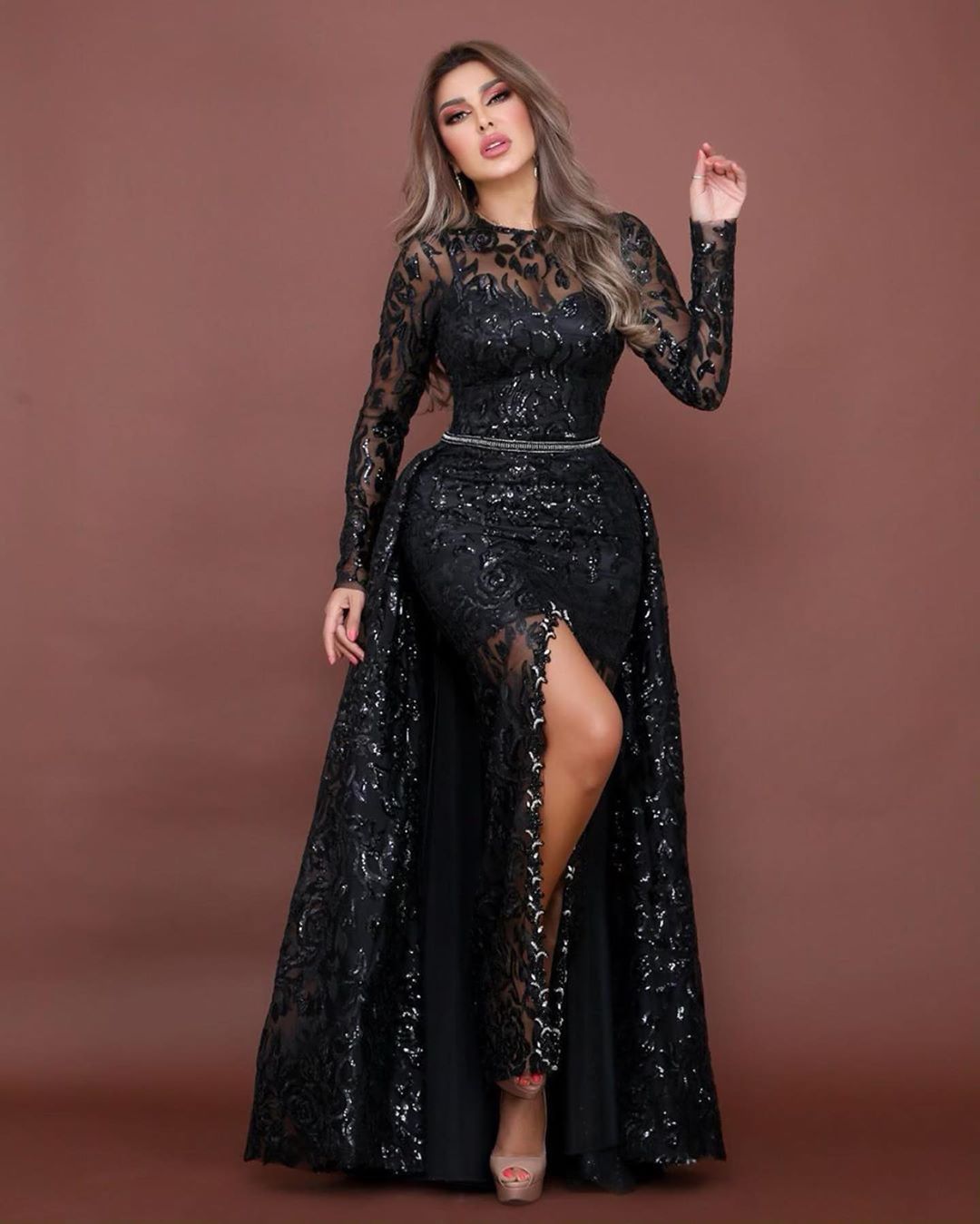 black lace sparkle dress