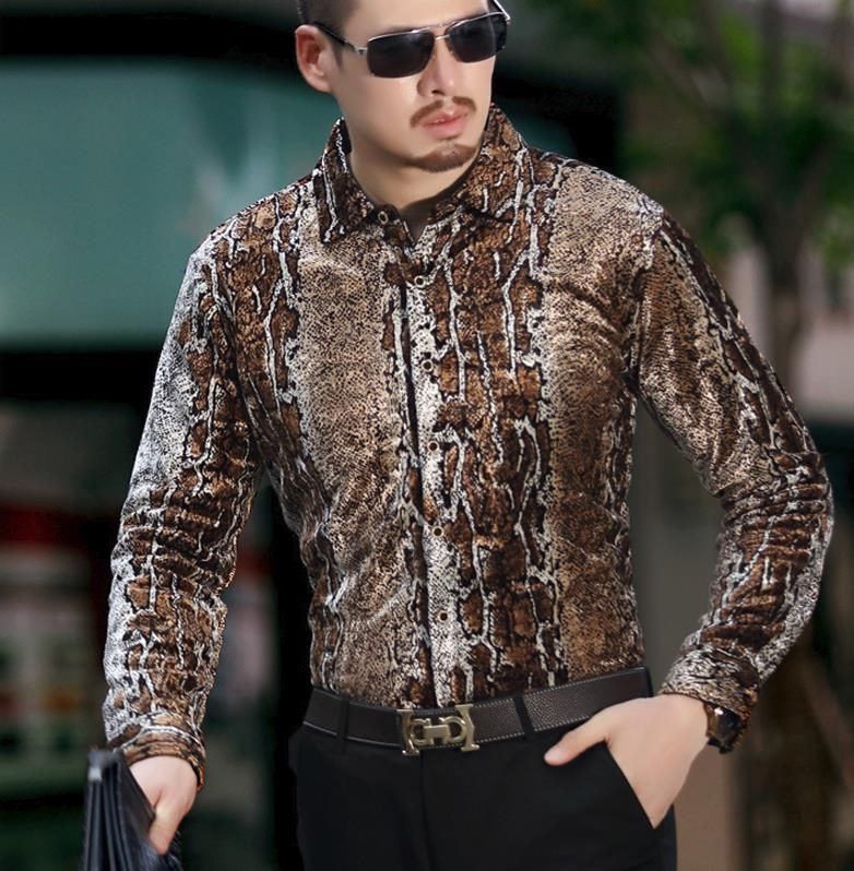 snake print dress shirt