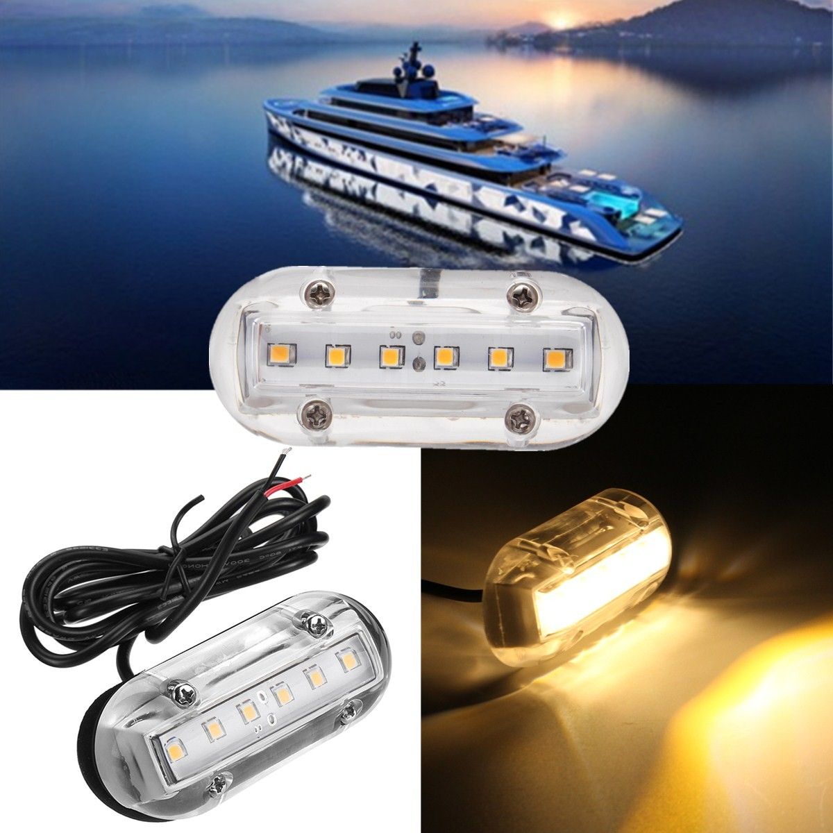 Extaum luci subacquee per barca,12V 6LED Luci di poppa per barche Luce a LED per illuminazione Nuoto Yacht da pesca Guida Navigazione marina Lampade subacquee impermeabili 