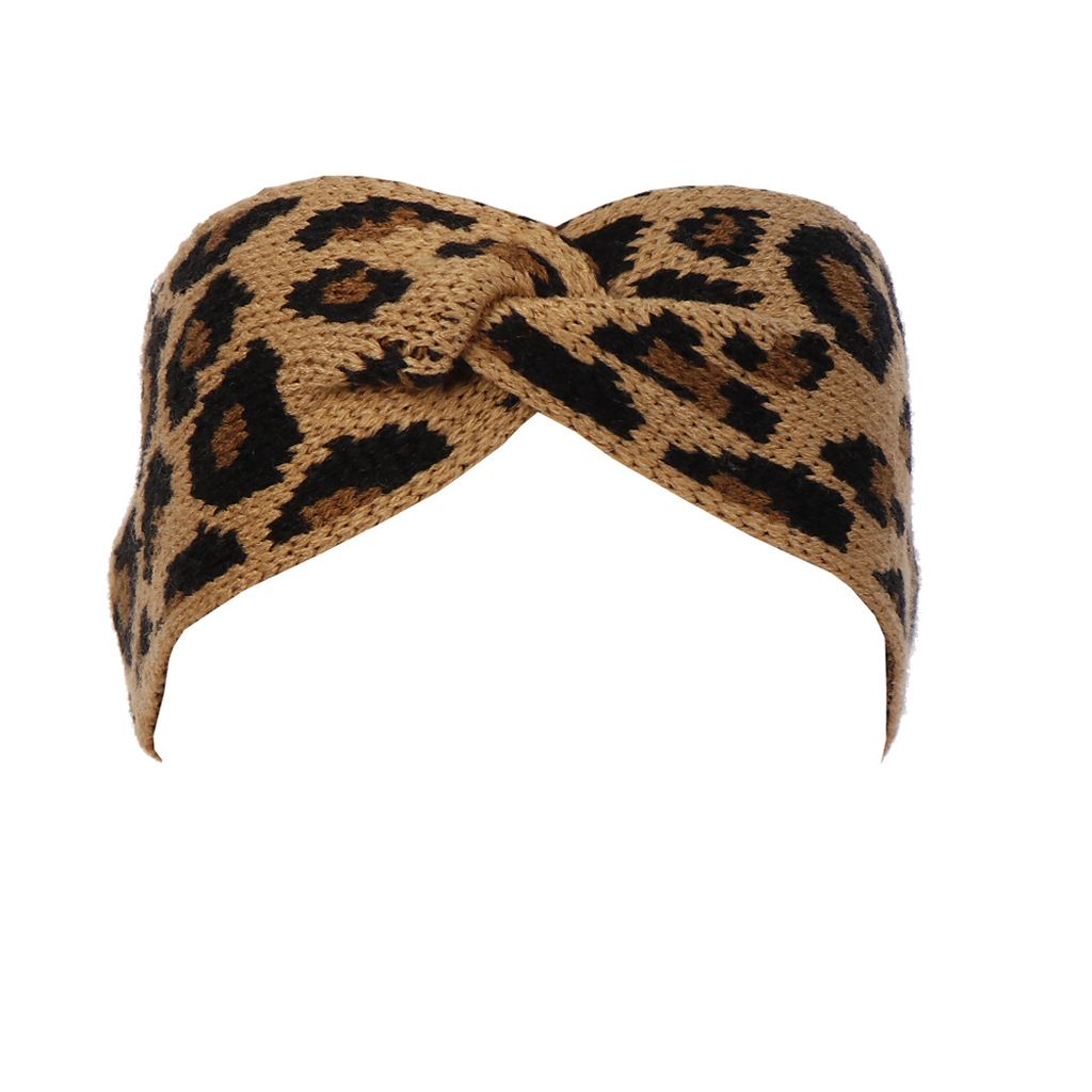 2019 Mutter Kind häkeln dehnbar schlichtes Stirnband Leopard Muster breites Haarband quer elastische Turban Kopf wickeln