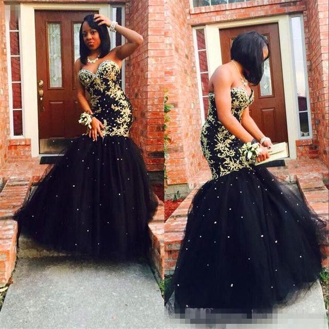 black and gold prom dresses 2018