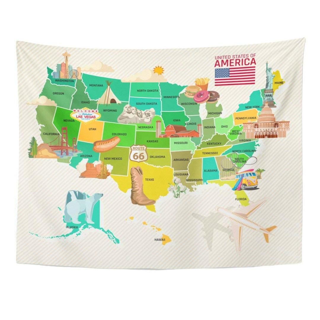 Compre Tapestry Blue American Bienvenido A Ee Uu Estados Unidos