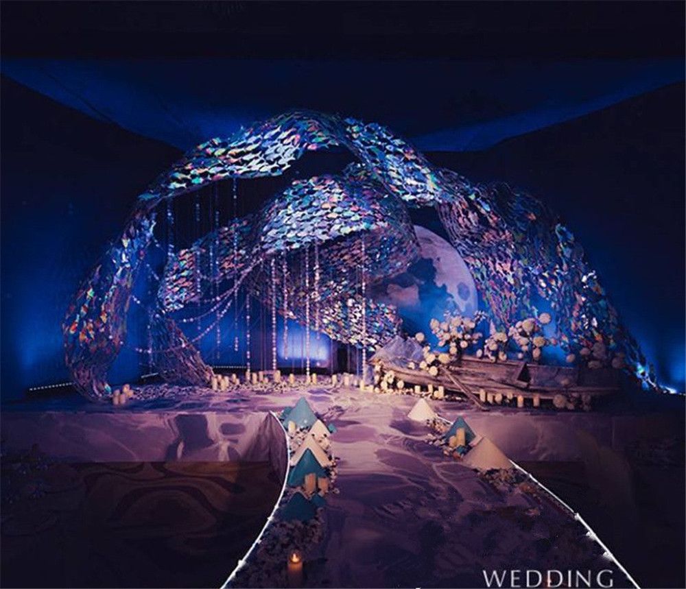 Handmade Ocean Theme Wedding Decoration Backdrop Laser Fish Window