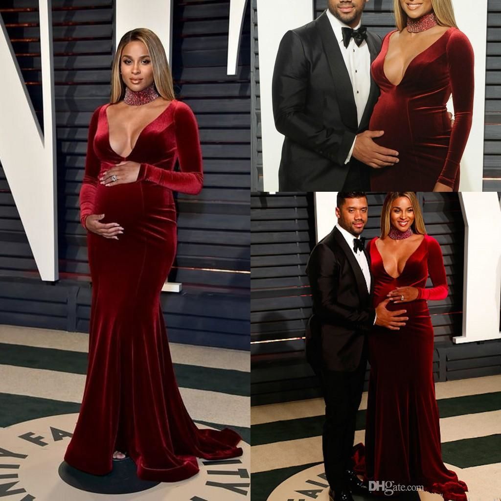 Pregnant Dress Velvet Mermaid Formal 
