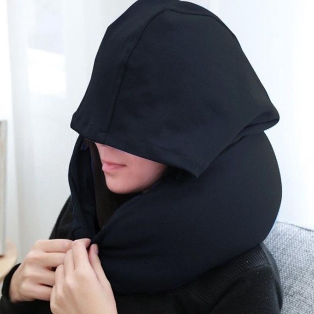 Body Neck Pillow Solid Grey Nap Cotton Particle Pillow Soft Hooded