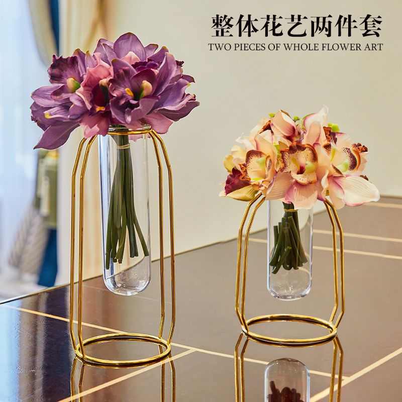 Nordic Creative Metal Glass Test Tube Flowers Vase Home Decor