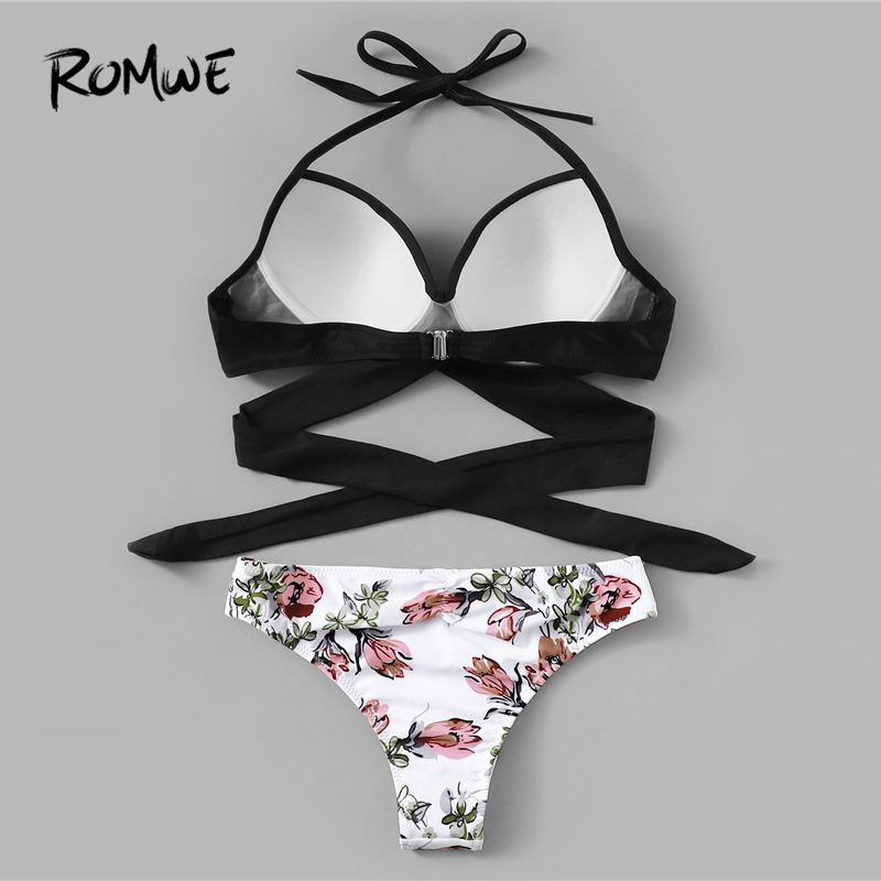 Conjunto De Bikini Estampado Floral Para Mujer Bañador Push- Conjunto De Bikini Estampado Floral Para Mujer Bañador Push-