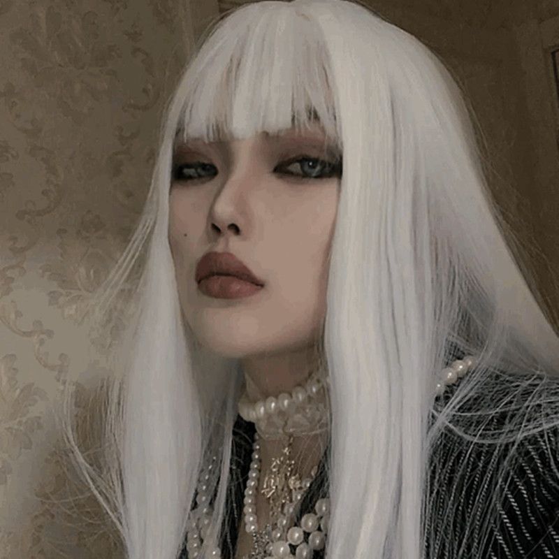European And American Foreign Trade Wig Female Black White Long Straight Hair Air Bangs Temperament Repair Face Cos Fake Hair From Haichentrade 10 Dhgate Com