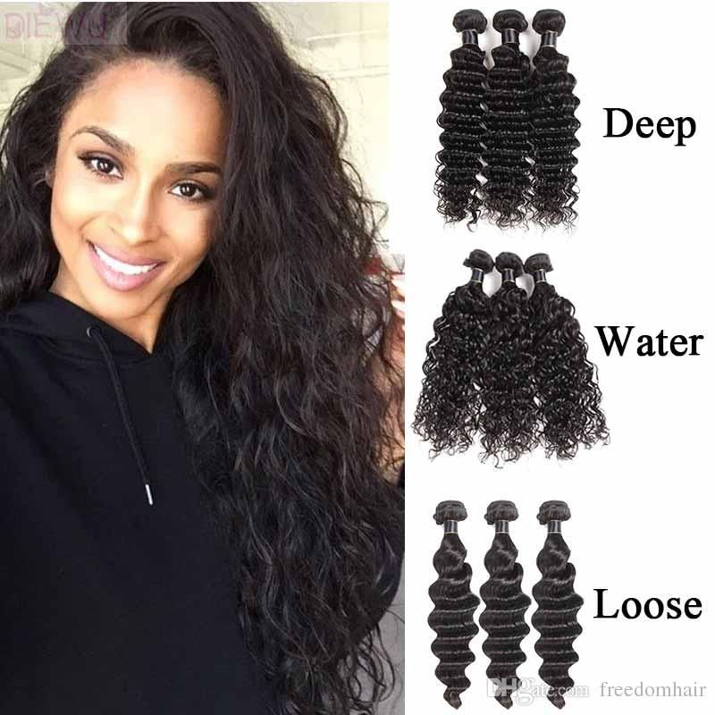 Peruvian Virgin Human Hair Extensions 50g Pcs Deep Water Wave