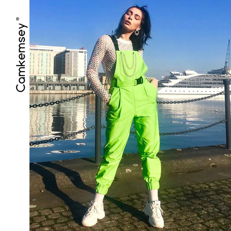 neon yellow overalls