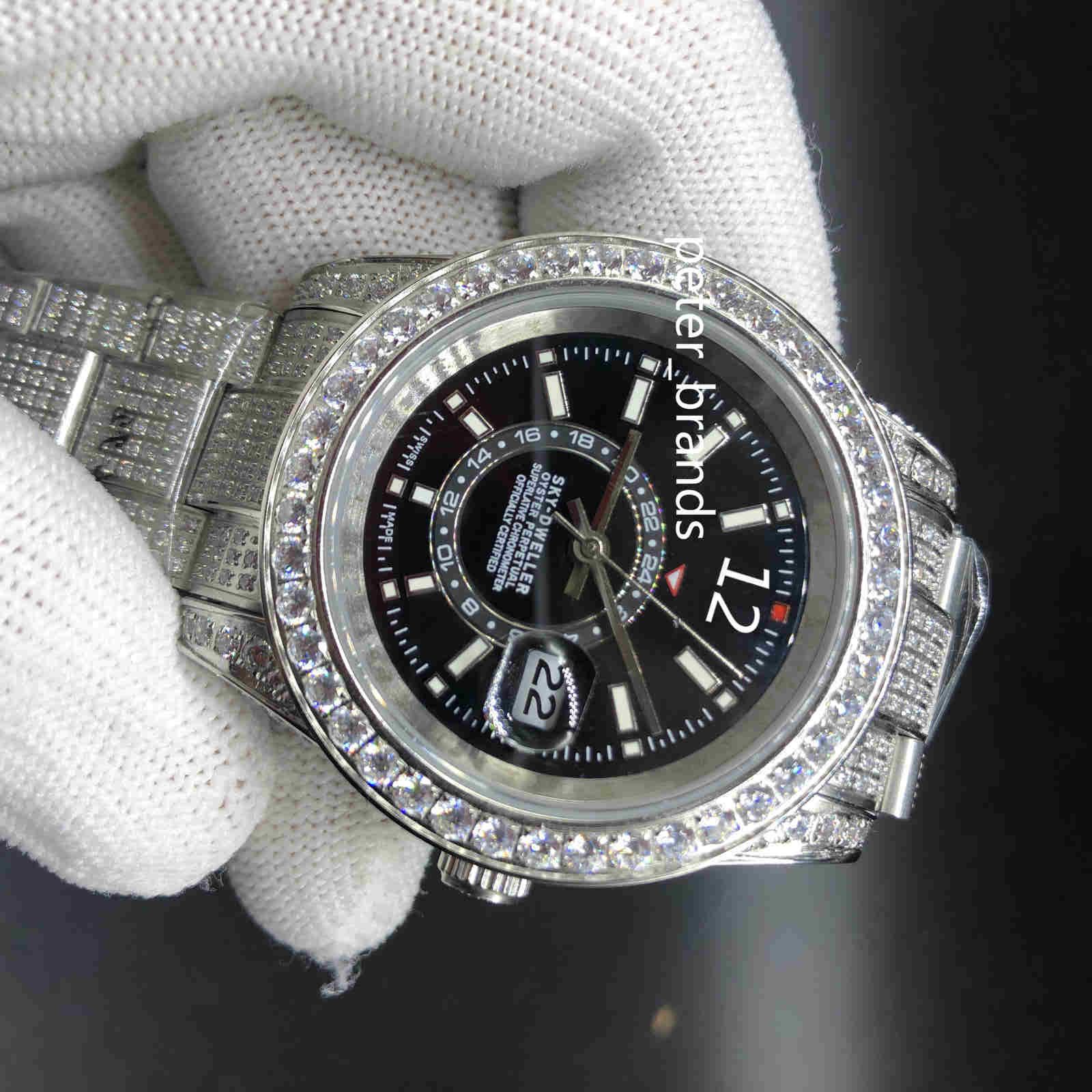 iced out black diamond watch