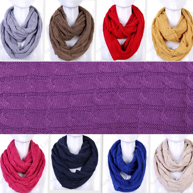 Winter Warm Knit Scarf Knitted Scarves Loop Scarfs Neck Wrap,Red