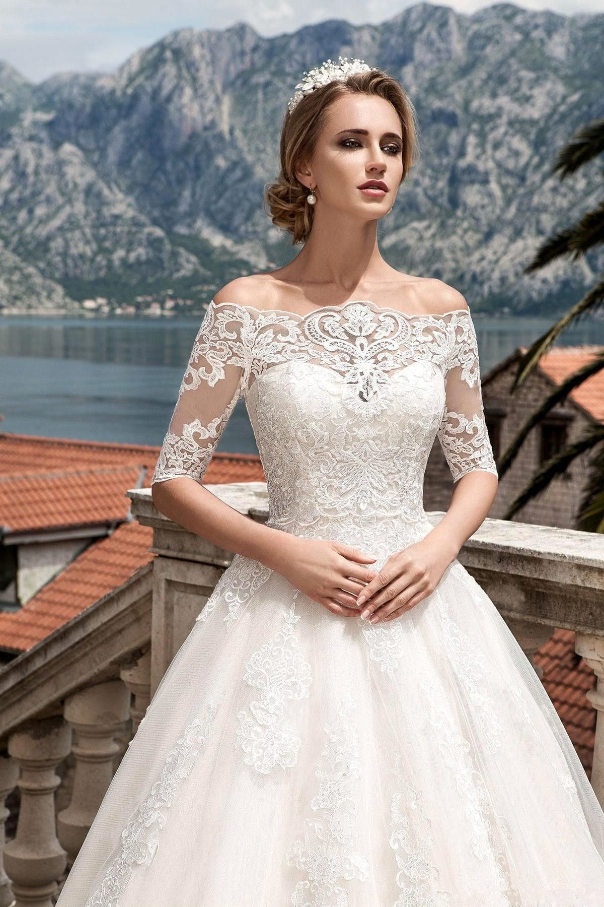 Compre Vestidos De Boda Del A Line Elegante Con Quitó La Chaqueta Del  Cordón Del Hombro 2020 Vestidos De Boda De La Princesa De Boho Atan Para  Arriba Volver Vestidos De Novia
