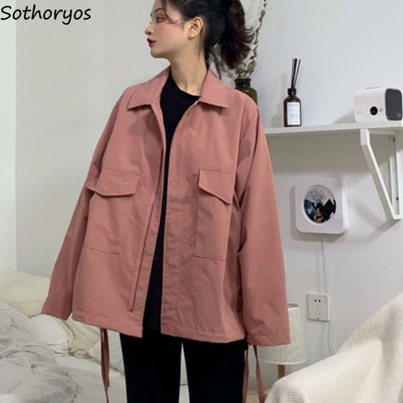 Jackets Women Solid Pockets Casual Coat 