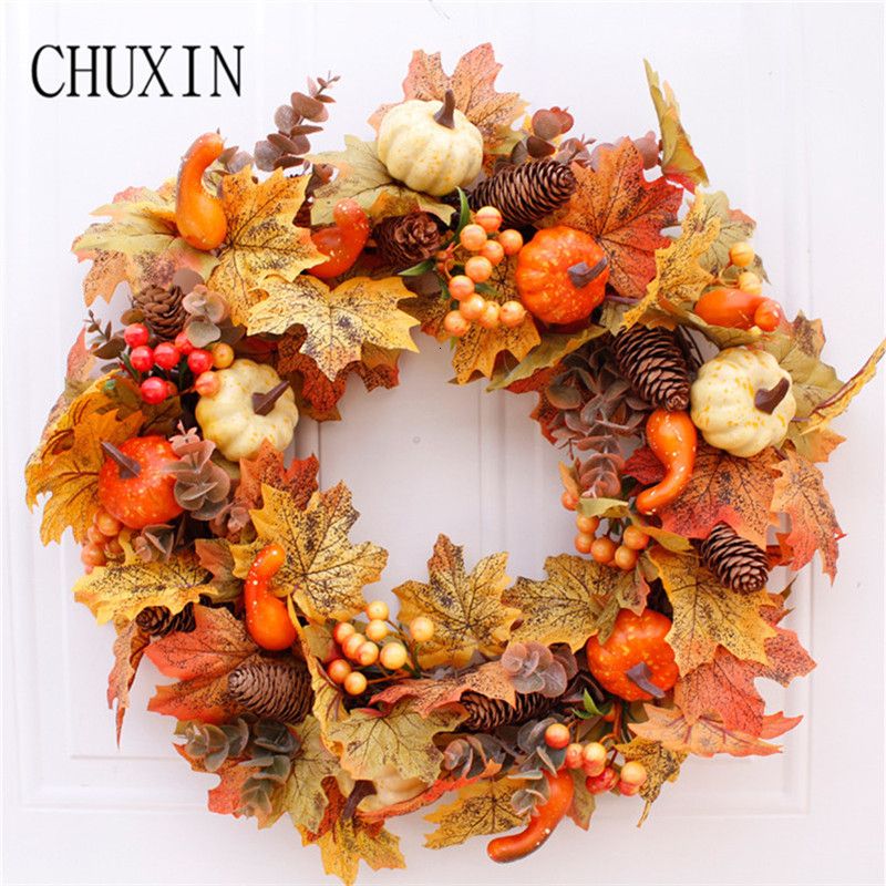 2019 Autumn Simulation Pumpkin Cotton Pine Cone Garland