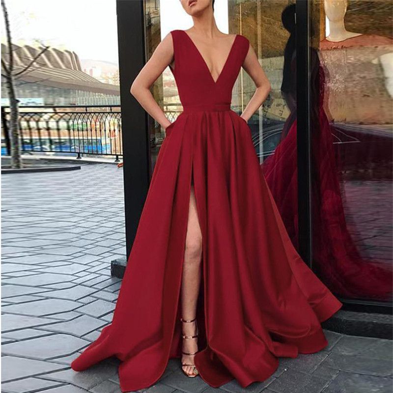 Compra Vestidos De Noche De Cuello V Cuello Sexy Vestidos De Fiesta De  Fiesta Sin Mangas Sin Mangas SPIRTOS Formales 2019 Vestidos Nueva Llegada  Barato | Entrega Rápida Y Calidad | Es.Dhgate