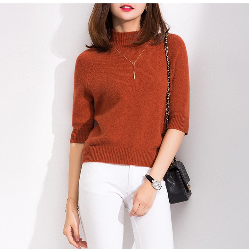 Women/'s Slim Knitted Half-Turtleneck Cashmere wool Jumper Pullover Sweater 2019