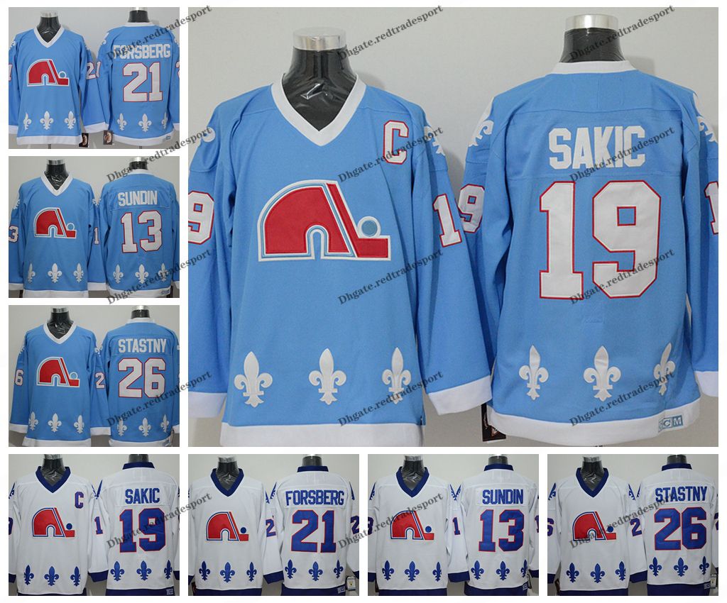 2021 Mens Quebec Nordiques Vintage 19 Joe Sakic Hockey Jerseys Baby