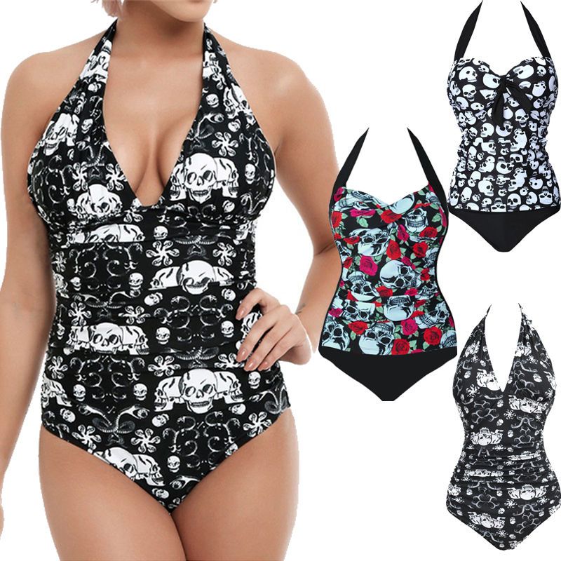 plus size skull swimwear