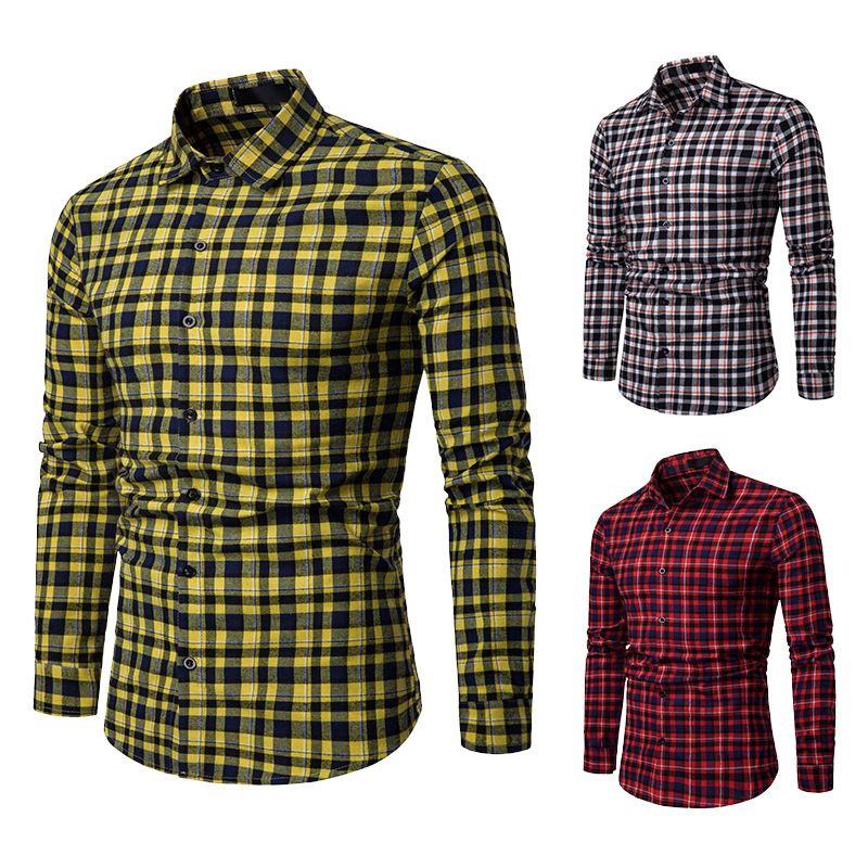 camisas de cuadros para hombre manga larga