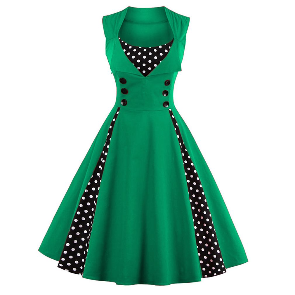 Vestido Vintage Rockabilly Con Palabra De Retazos Para Mujer Vestido Vintage Rockabilly Con Palabra De Retazos Para Mujer