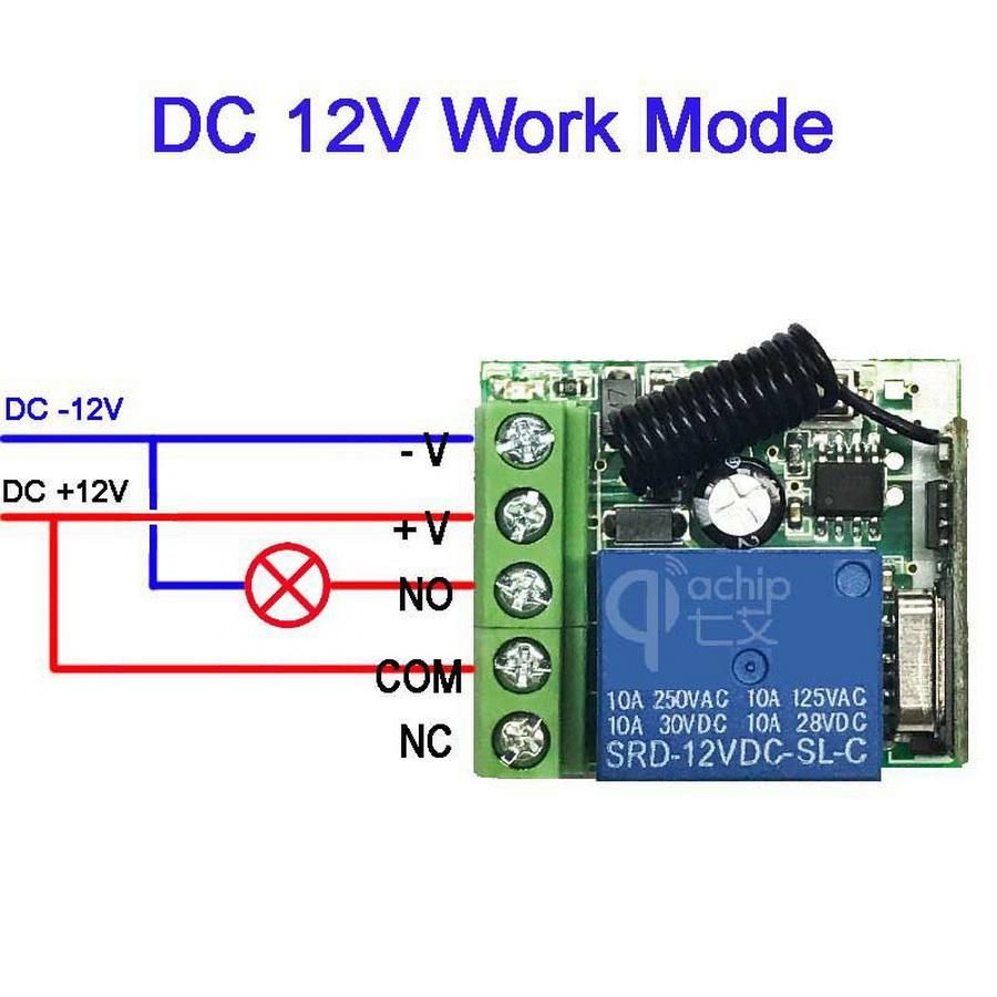 12V Wireless Remote Control Relay Switch 1CH Receiver Module RF Transmitter