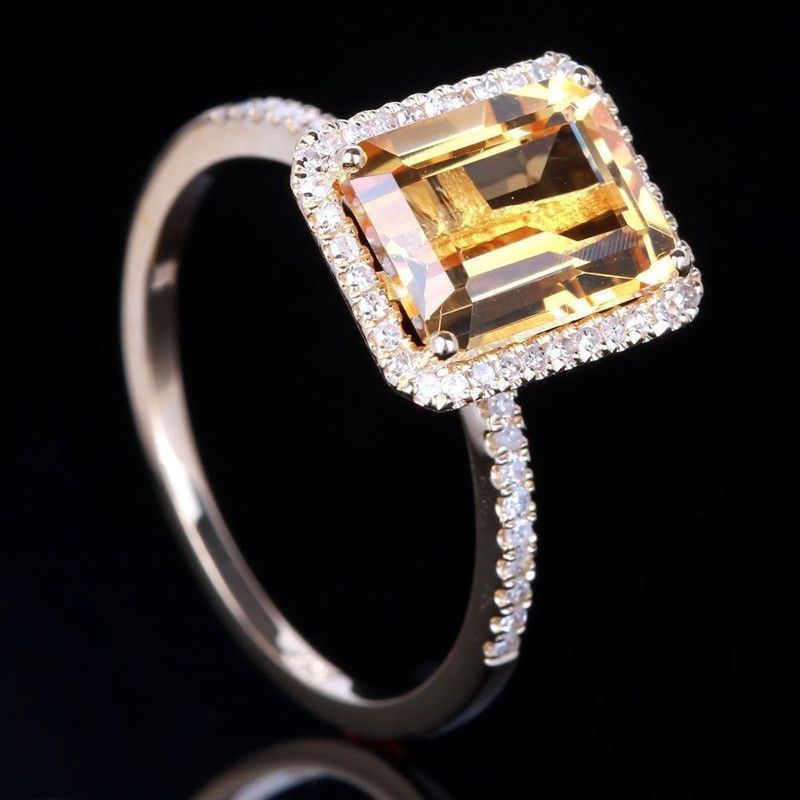 Anel de diamante de 14k; tamanho de 6 a 10