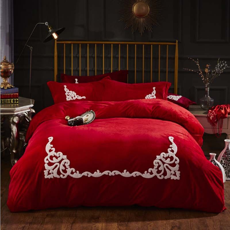 Fb18013 Hot Selling Thick Warm Velvet Bedding Set Velvet