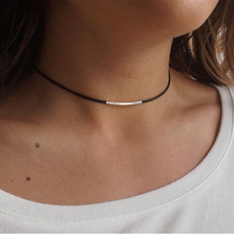 Choker Necklace Simple Style Black 